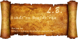 Lukács Boglárka névjegykártya